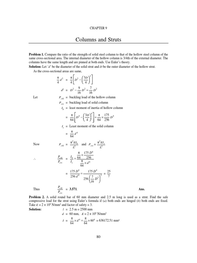 Columns and Struts - Solved PDF | PDF | Buckling | Classical Mechanics