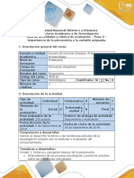 Guía de actividades y rúbrica de evaluación - Paso 2 - Importancia de la psicometria y la variable asignada.docx