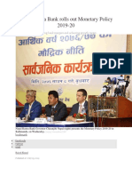 Nepal Rastra Bank Rolls Out Monetary Policy 2019-2020