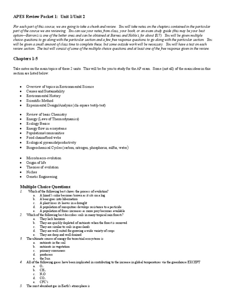 APES Review Packet 1 Soil Physical Sciences