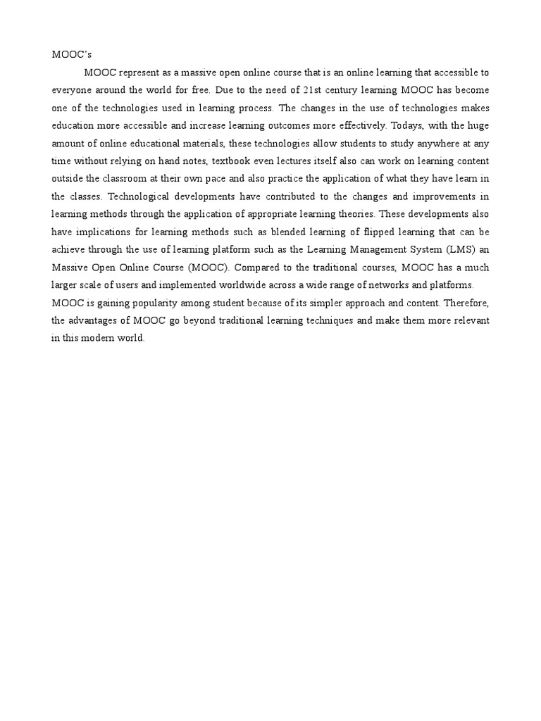 Understanding MOOCs in Modern Education | PDF