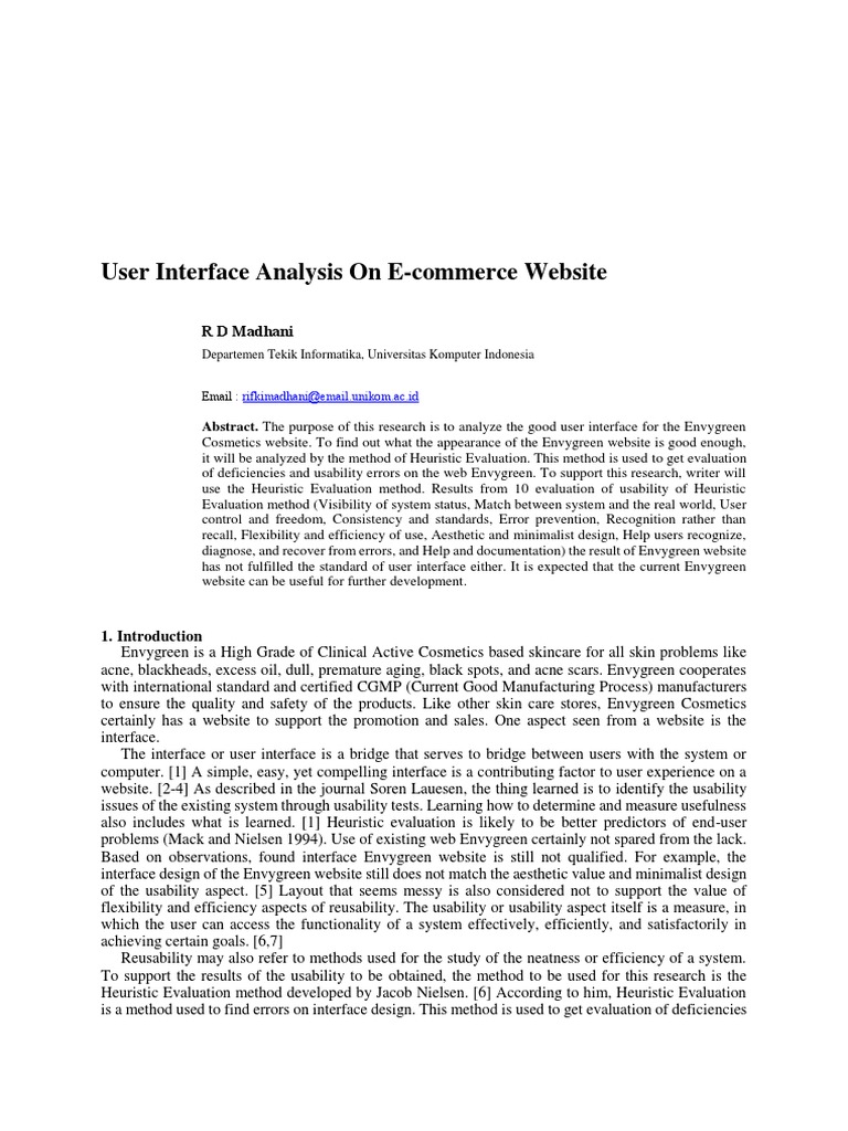 User Interface Analysis On E-Commerce Website | PDF | Usability | Human ...