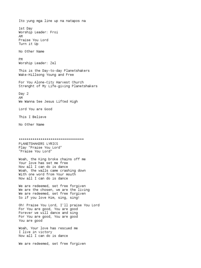 Dance Planetshakers Lyrics Espanol