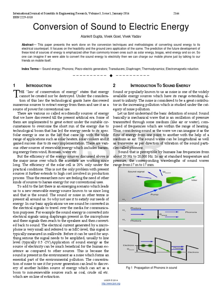 Conversion of Sound To Electric Energy PDF PDF Piezoelectricity Sound