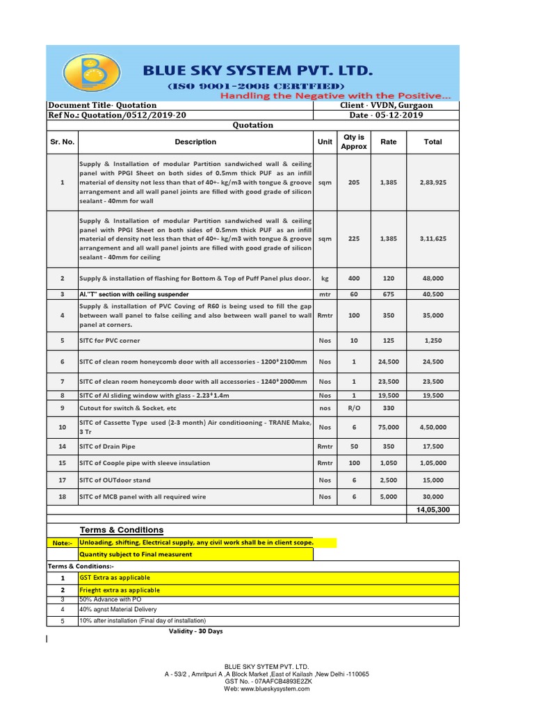Modular Partition Supply Quotation | PDF | Wall | Building