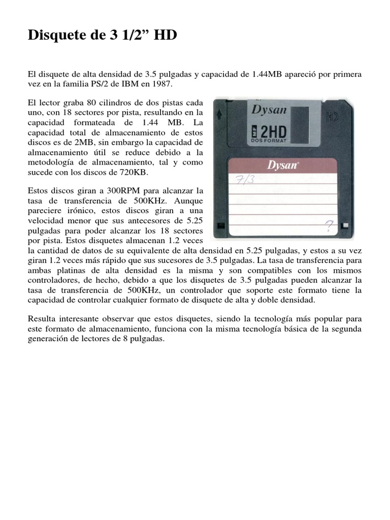 Disquete de 3 1 2 Pulgadas HD1 | PDF