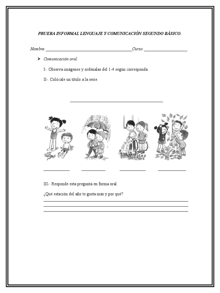 Prueba de Lenguaje Segundo Básico | PDF | Comunicación | Comunicación ...