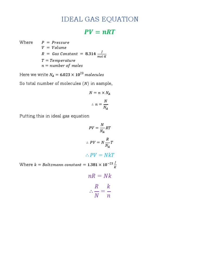 Ideal Gas Equation and Laws Explained | PDF | Gases | Mole (Unit)