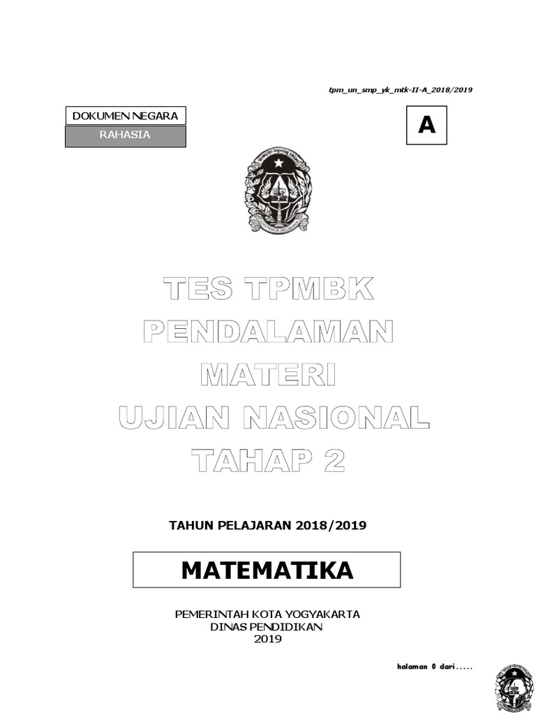 Soal Tpmbk 2 Paket A 2018 2019 Final