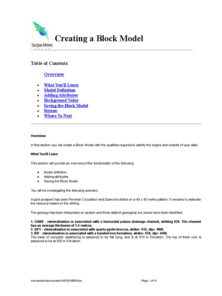 SURPAC Creating A Block Model | PDF | Computer Data Storage | Icon ...