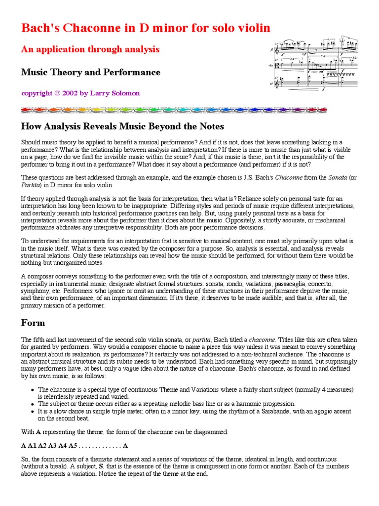 Analysis of Bach's Chaconne | PDF | Business