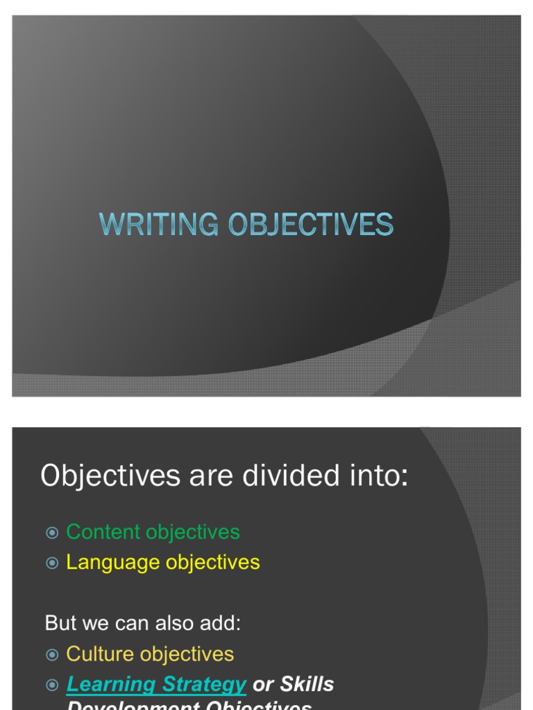 Writing Objectives | PDF | Vocabulary | Word