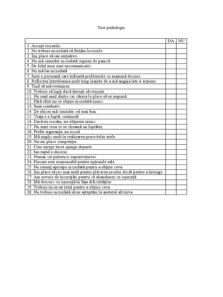Test Psihologic | PDF