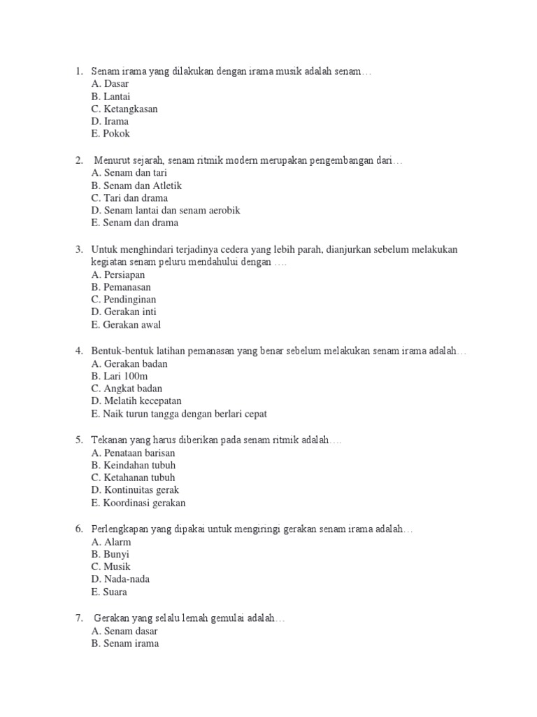 Kumpulan Soal Pjok Kelas 12