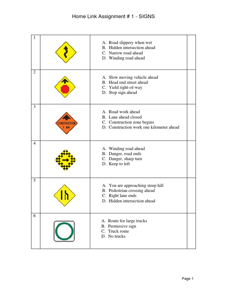 Home Link Assignment # 1 - SIGNS | Download Free PDF | Traffic ...