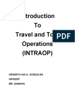 To Travel and Tour Operations (Intraop) : Kenneth Ian A. Gonzales HRS202P Mr. Samson