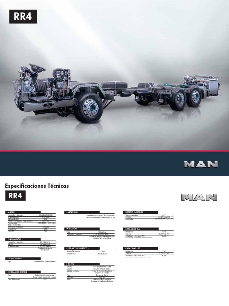 Especificaciones del Chasis MAN RR4 | PDF | Eje | Vehículos