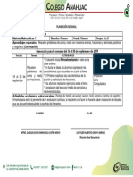 PLANEACIÓN SEMANAL 16 Al 20 de Septiembre - 2019