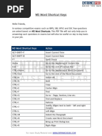 MS Word Shortcut Keys PDF Download For Competitive Exams by EntranceGeek