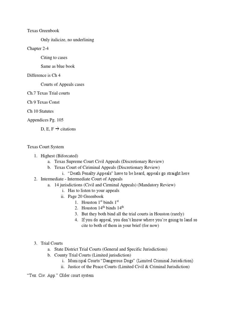 Texas Greenbook Citation Guidelines PDF Certiorari Appeal