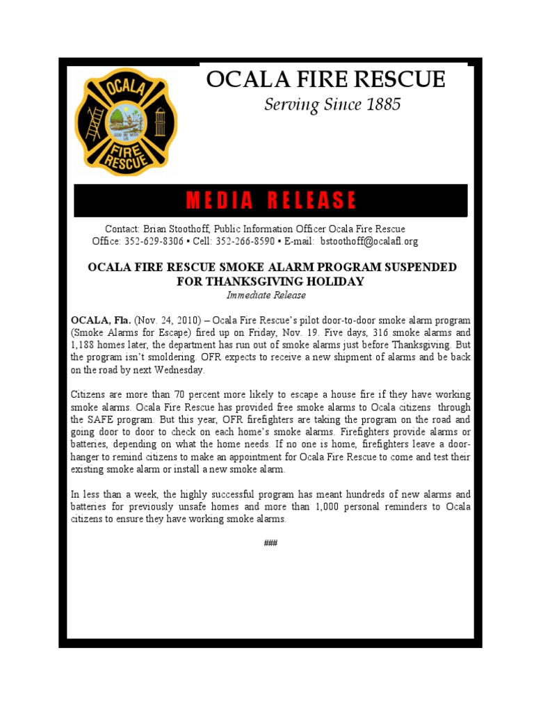 Ocala Fire Rescue Smoke Alarm Program Update | PDF