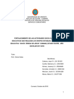 Proyecto de Servicio Comunitario FORTALECIMIENTO DE LAS ACTIVIDADES SOCIO-CULTURALES EDUCATIVAS 