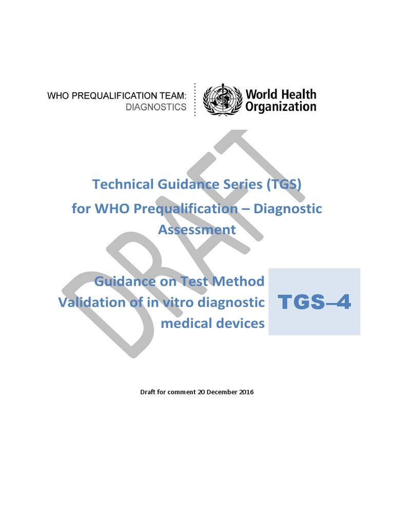 Guideline WHO Guidance On Test Method Validation of in Vitro