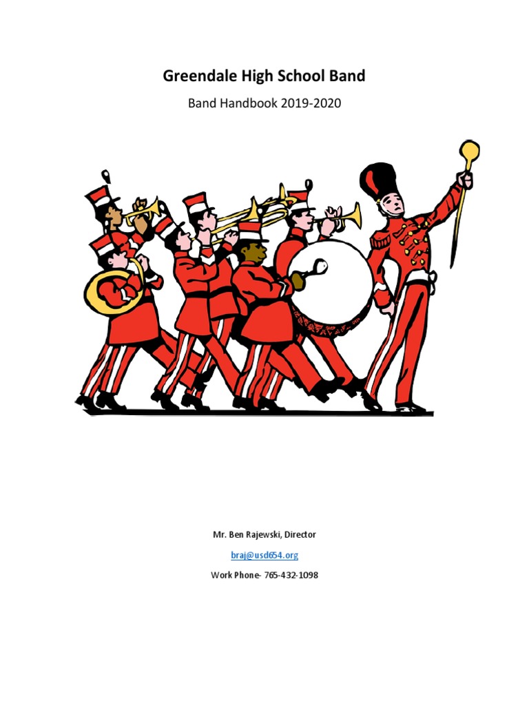 Greendale High School Band Handbook PDF Test (Assessment) Clothing