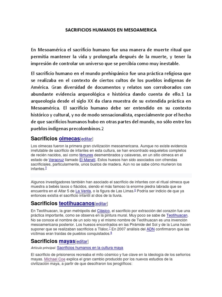 Sacrificios Humanos en Mesoamerica PDF Mesoamérica Civilización maya