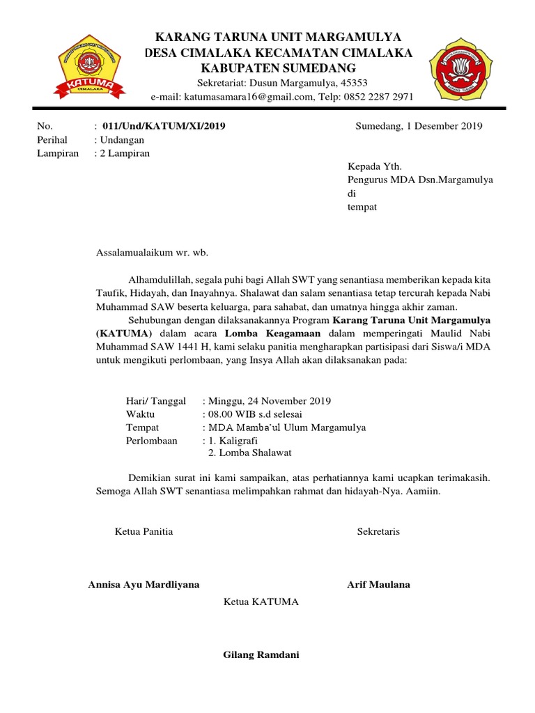 Surat Undangan Lomba Kaligrafi Docx