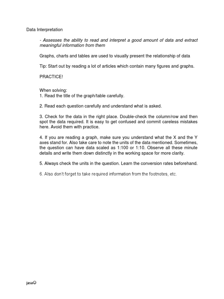 Data Interpretation Tips and Tricks | PDF | Career & Growth | Teaching ...