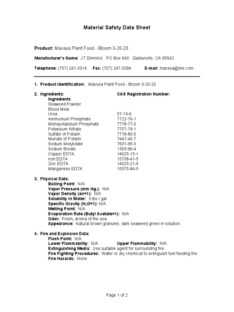 Maxsea Plant Food Safety Guide | PDF | Potassium | Diet & Nutrition