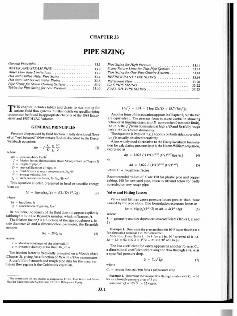Pipe Sizing ASHRAE PDF | PDF