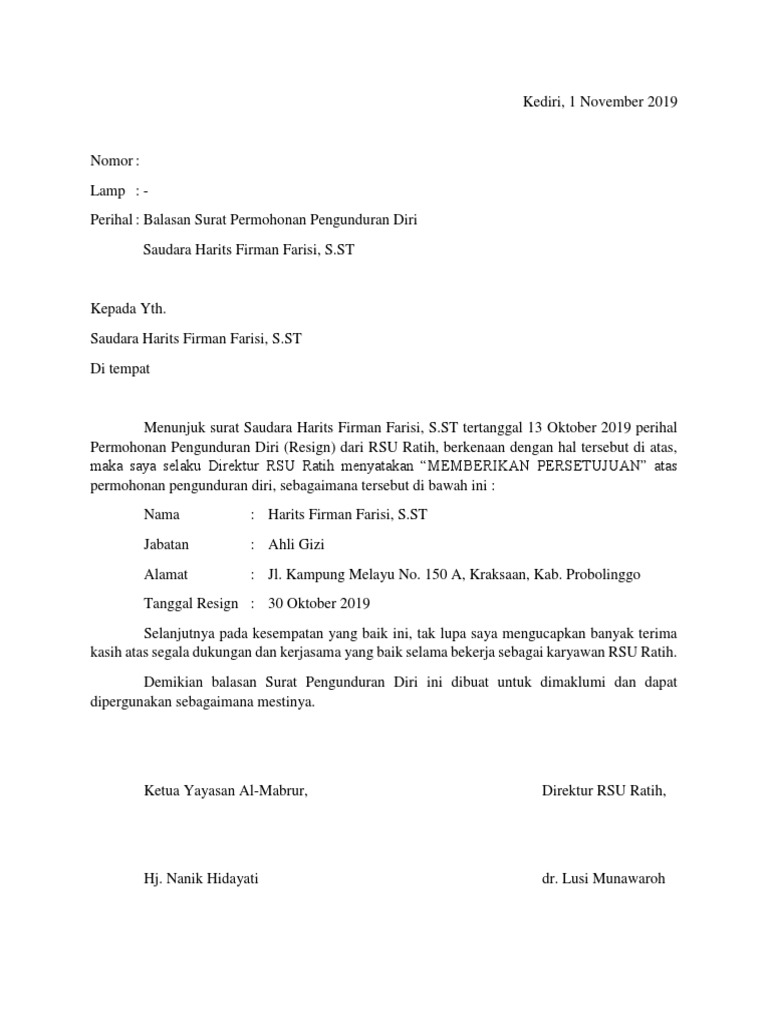 Balasan Surat Resign | PDF | Hukum | Agama & Spiritualitas