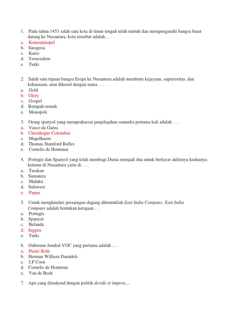 Soal Sejarah Indonesia Kelas Xi Semester 1 Docx