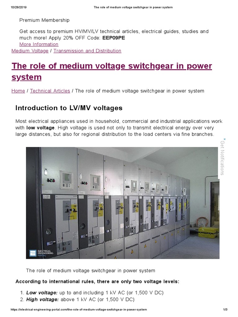 The Role of Medium Voltage Switchgear in Power System | PDF | Electric ...