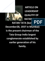 Article On Leadership Qualitiy of Ratan Tata