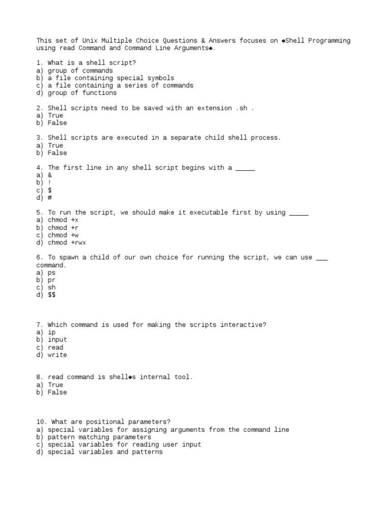 Unix Mcq Parameter Computer Programming Computer File