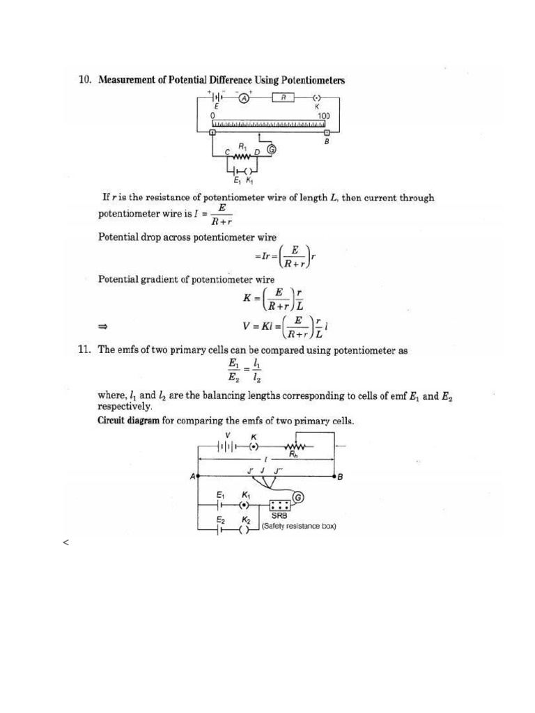 Potentiometer 12th CBSE Physics PDF Series And Parallel Circuits