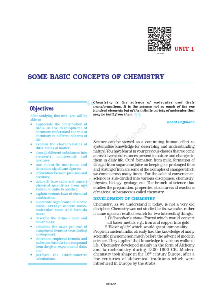 Chemistry Xi Part 1 Book Pdf Pdf International System Of Units Chemistry