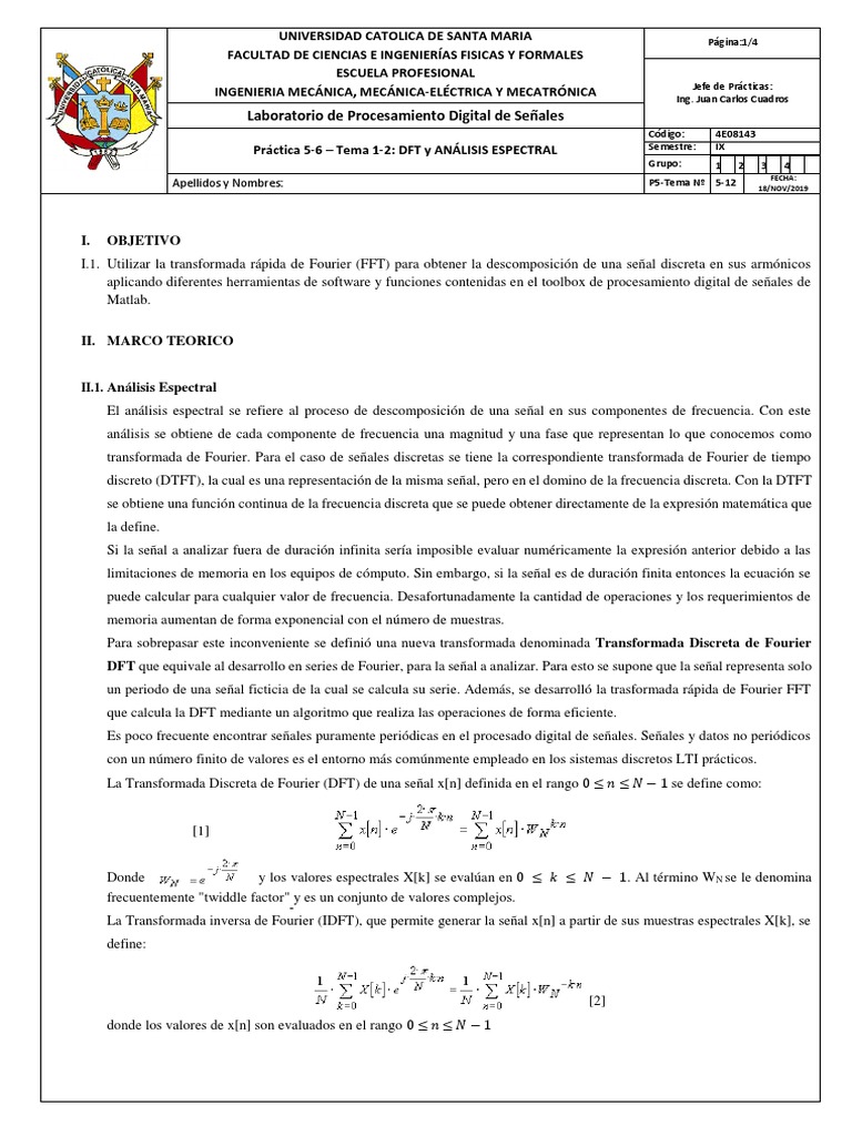DFT y Análisis Espectral en MATLAB | PDF | Transformada discreta de ...