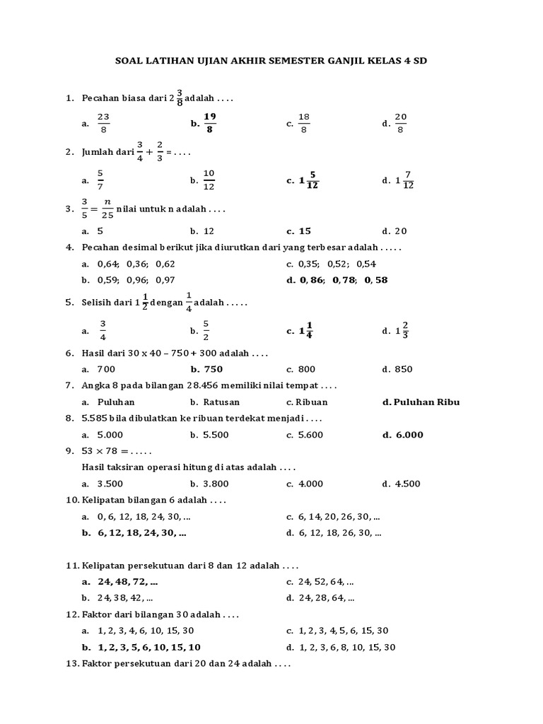 Soal Latihan Ujian Akhir Semester Ganjil Docx