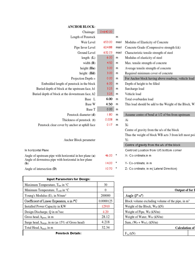 ANCHOR BLOCK Design Sheet PDF Civil Engineering Mechanical