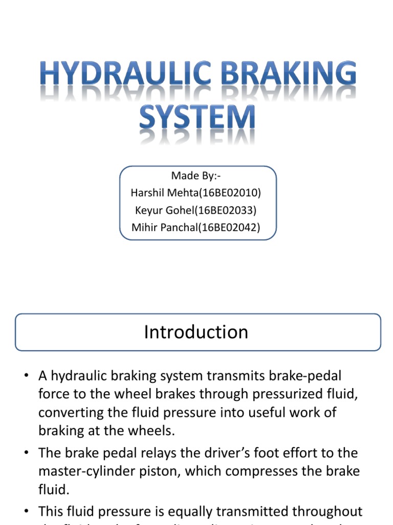 Overview of Hydraulic Brake Systems | PDF | Brake | Applied And ...