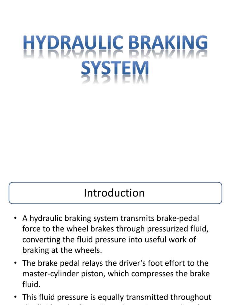 Hydraulic Braking System1 PDF Brake Vehicle Parts