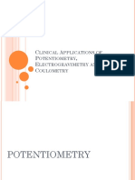 Clinical Applications of Potentiometry, Electrogravimetry and Coulometry