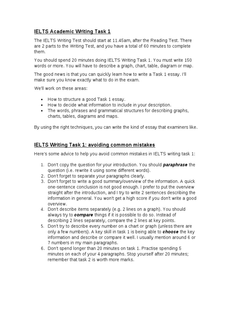 IELTS Academic Writing Task 1 Guide | PDF | International English ...