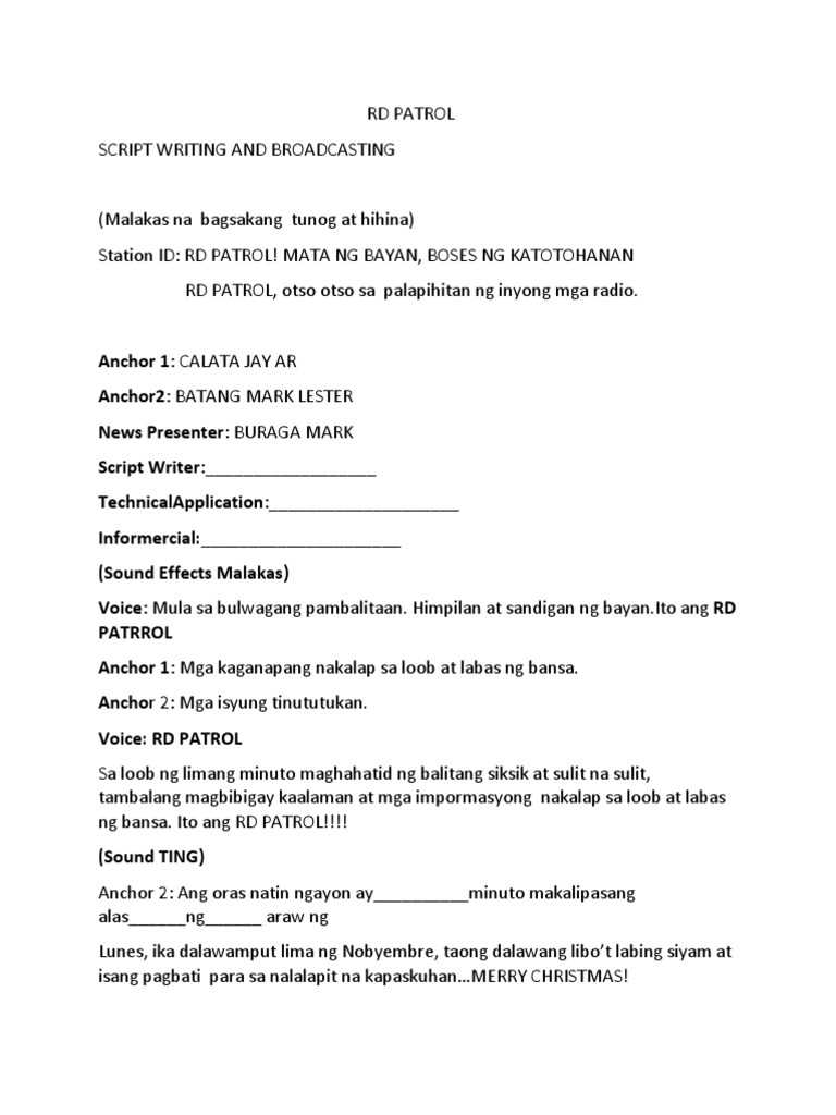 Broadcasting Script | PDF