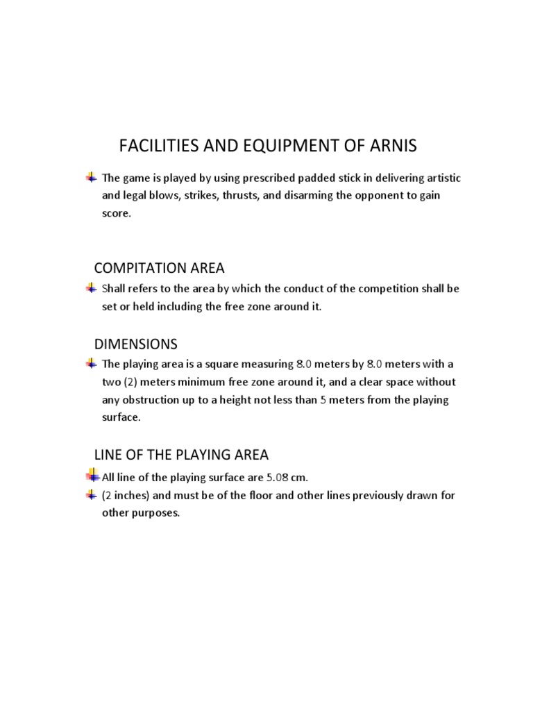 Facilities and Equipment of Arnis PDF Metre Sports