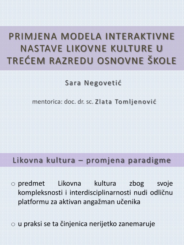 Modeli Interaktivne Nastave Likovne Kulture | PDF